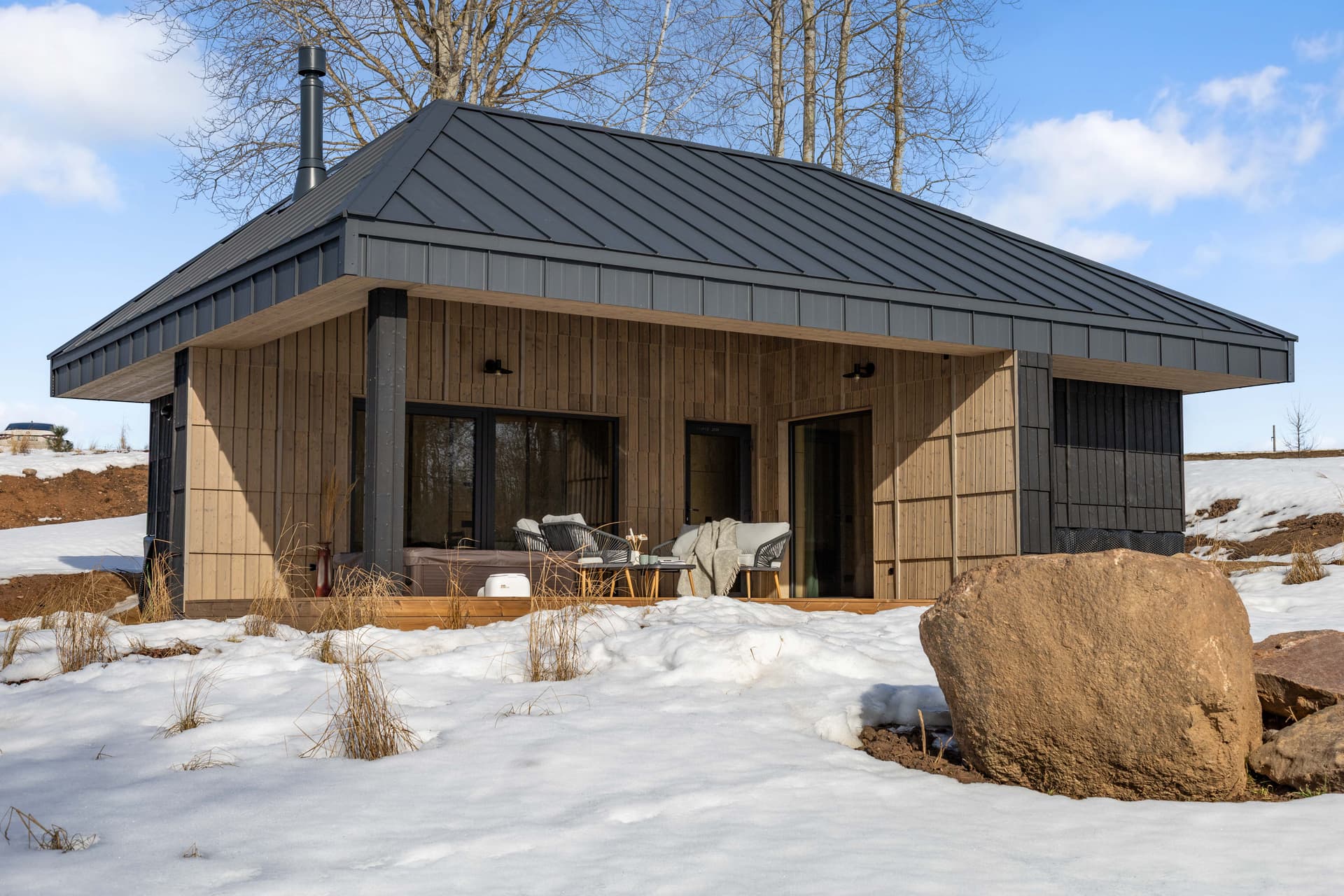 Villa exterior in winter