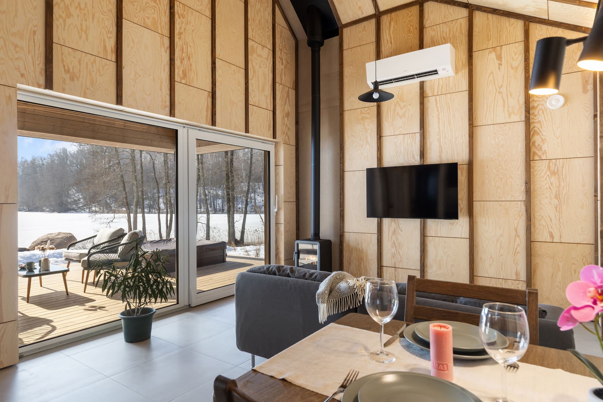 Dining area with lake view