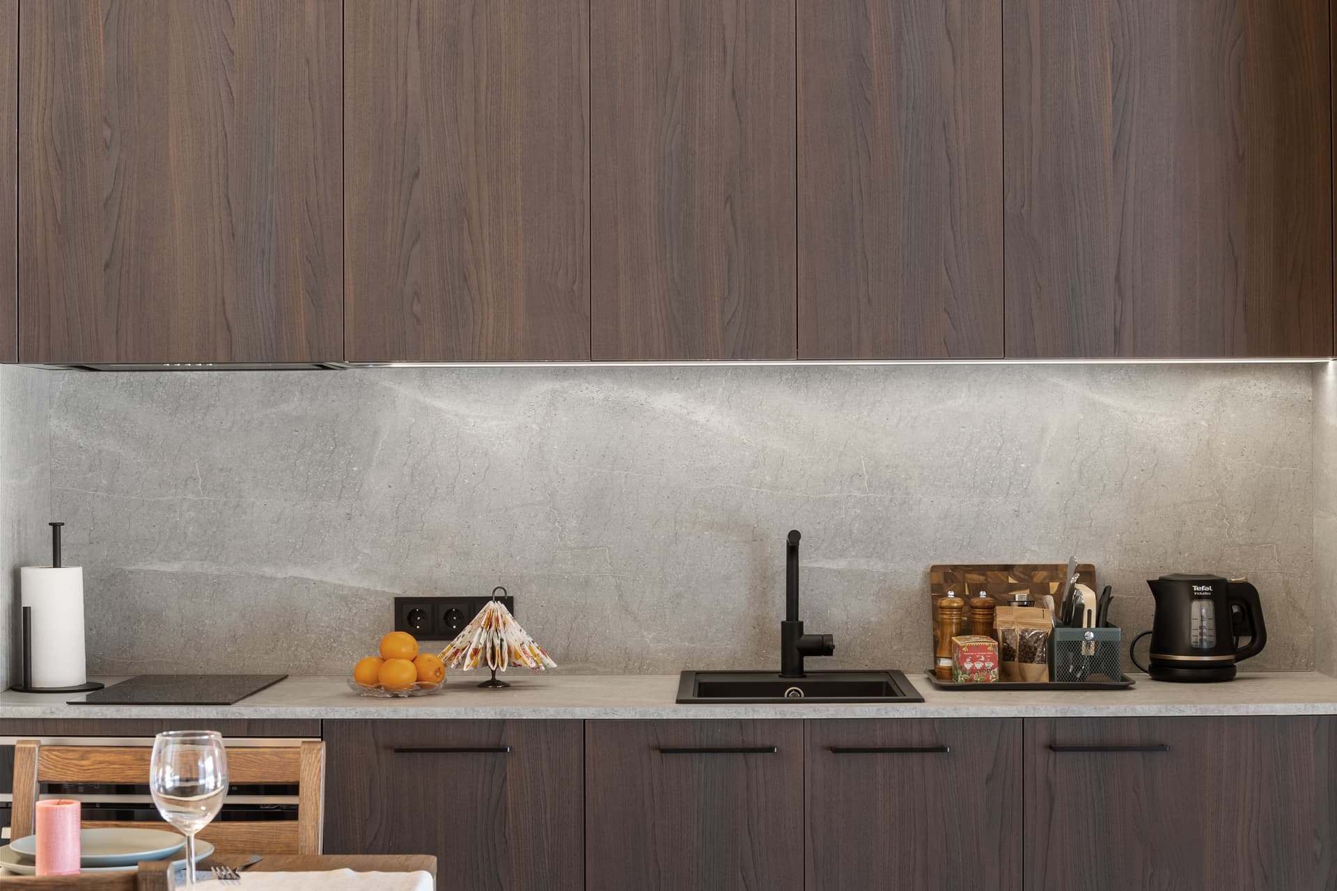 Wide view of the kitchen