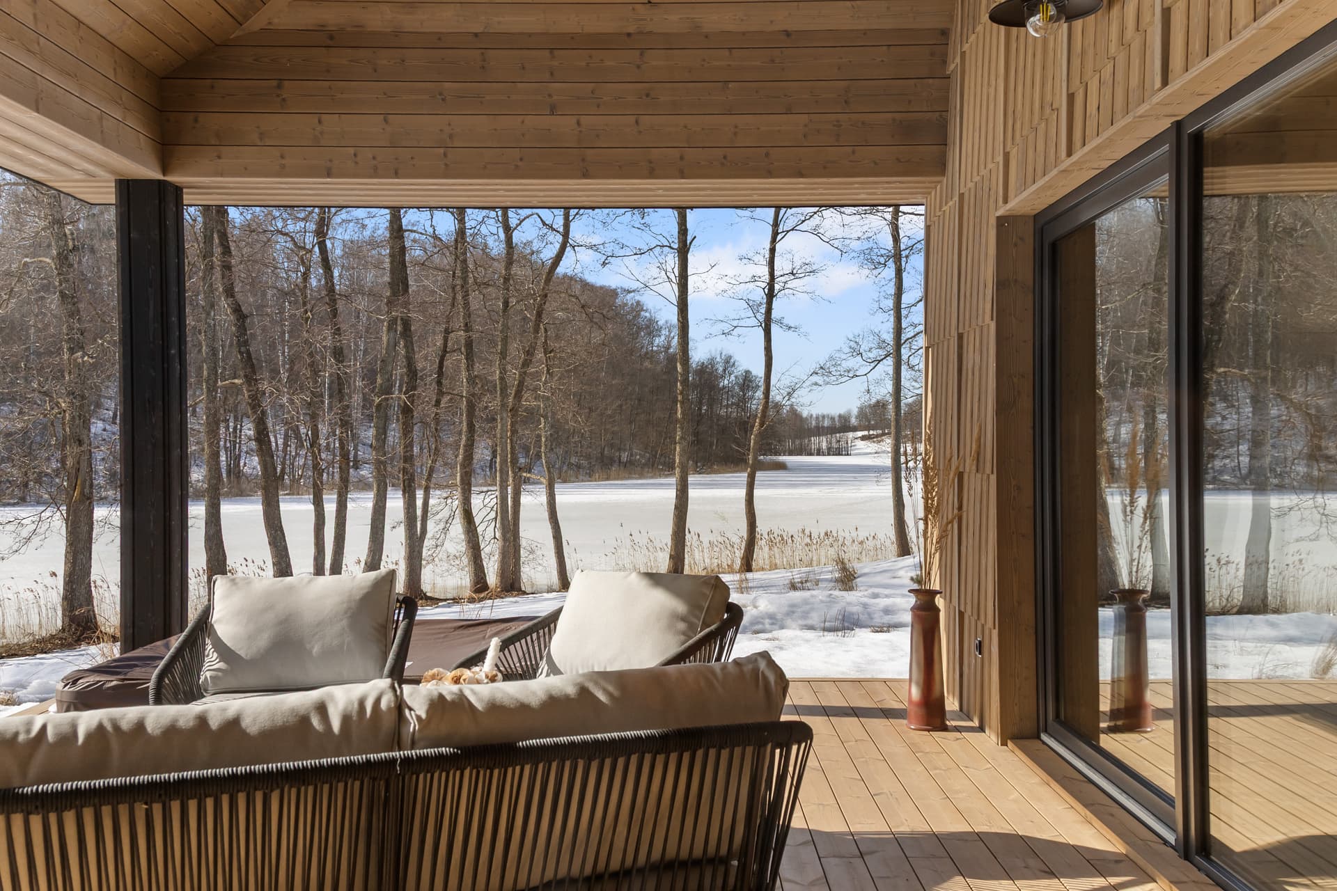 Covered terrace overlooking the lake