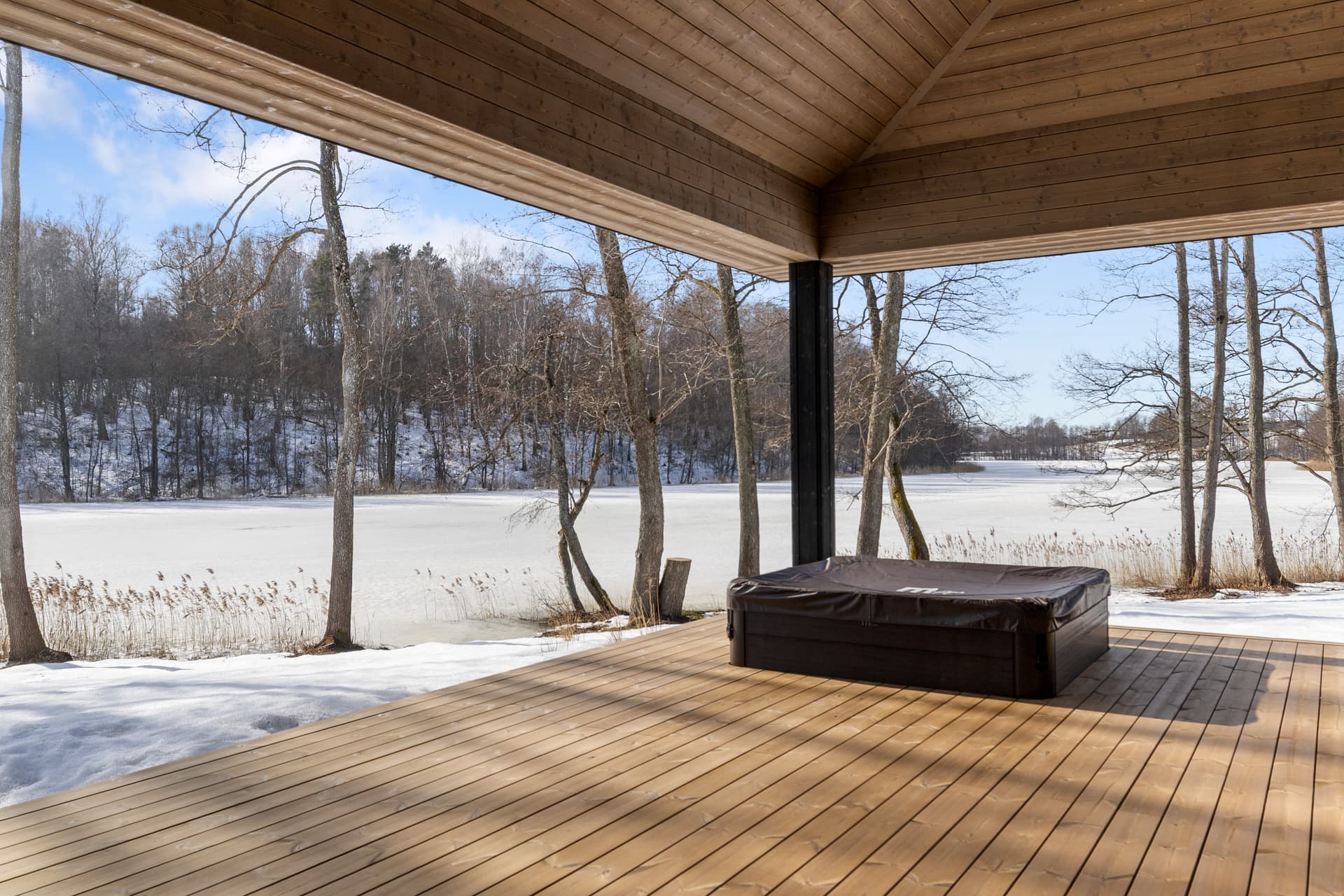 Wide deck overlooking the lake
